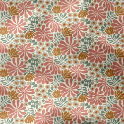 Printed Double Gauze BOMINI Ecru / Pink